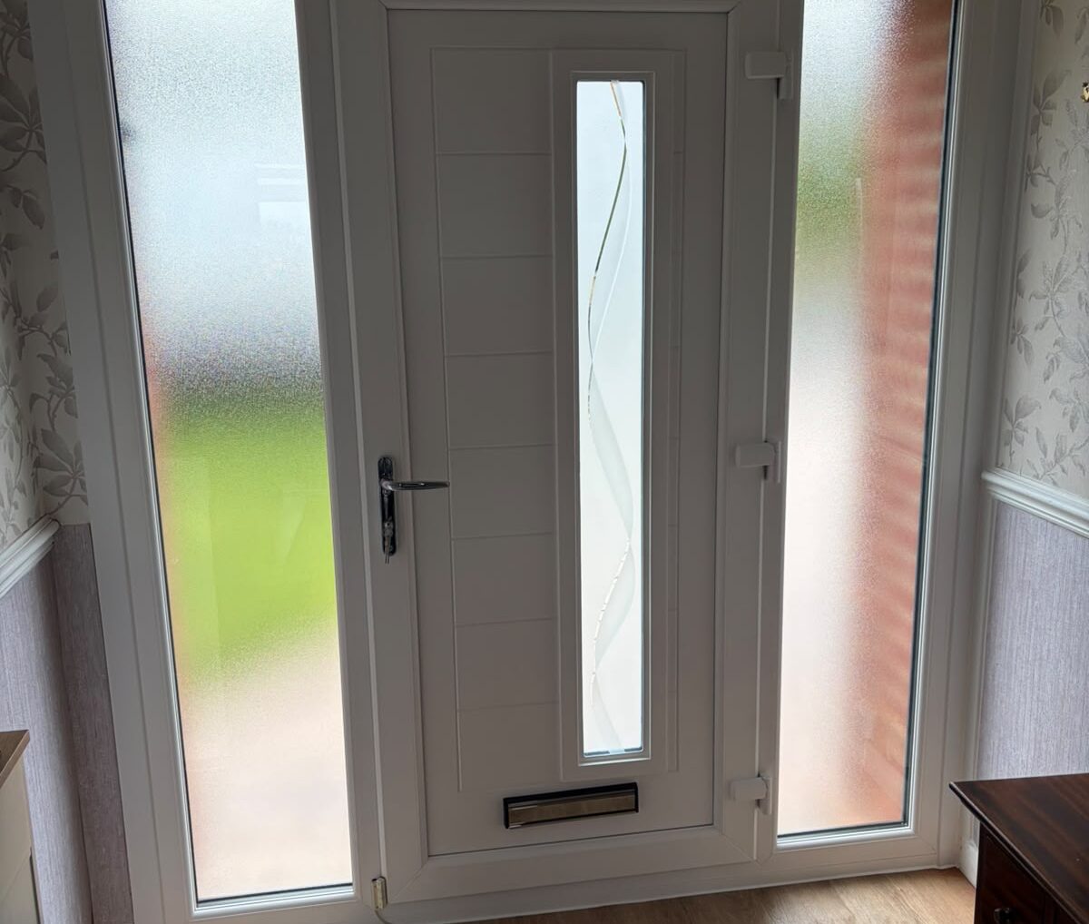 Inside of a composite door, white colour